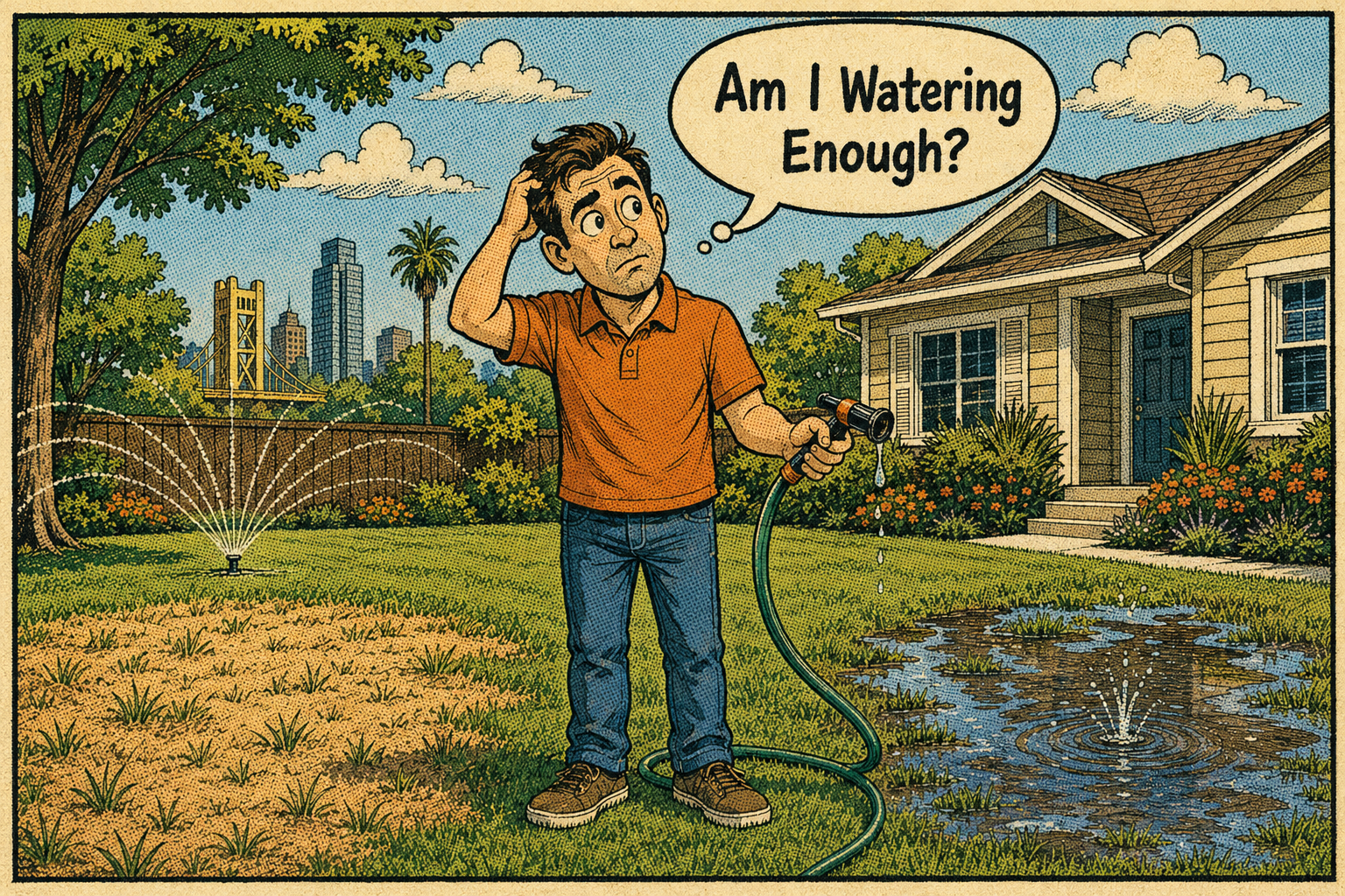 A healthy green residential lawn